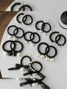 Elegant Black Hair Ties for Women Pearl Hair Band Original Design Hair Rope Accessories for Fashion and Style