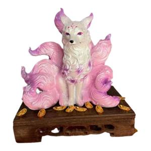 Nine-Tailed Fox Sculpture Home Decor Buddha Hall Idol Decoration Fox Figure Resin Craft Living Room Decor Original Design