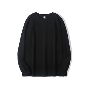 Heavyweight Pure Cotton Long Sleeve round Neck T-Shirt Retro Maple Red Cherry Bomb Mens Spring Fashion Casual Wear