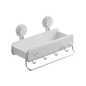 Taili Bathroom Storage Rack Suction Cup Toilet Washstand Organizer No Drilling Wall Mounted Plastic Shelf for Toiletries