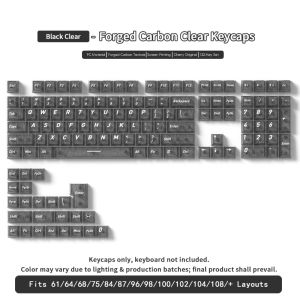 White Carbon Fiber Look Transparent PC Keycaps UV Printing Cherry Profile Frosted Translucent Key Cap for Mechanical Keyboard