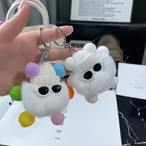 Fluffy Fur Pom Pom Keychain Soft Faux Fur-like Ball Car Keyring Key Holder Women Bag Pendant Jewelry Keychain Charms
