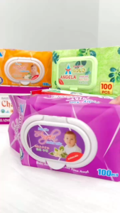 Khăn ướt Angela baby tím vải không dệt rayon cao cấp 100 miếng 13.5x20cm không cồn dành cho bé