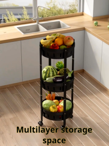 Kitchen storage rack Foldable Kitchen rack Kitchen organizer Shelf rack Metal trolley rack Storage rack no need drilling