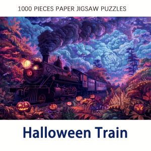 500/1000/1200/2000PCS Jigsaw Puzzle Peaceful Halloween Train Journey Scene For Adults Ideal For Stress Relief And Relaxation