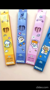Colorlady - Hộp bút chì gỗ 2B có đầu tẩy tập viết học sinh tiểu học cây bút chì chuốt hình space vũ trụ dễ thương