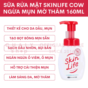 Sữa rửa mặt tạo bọt sẵn sạch sâu ngăn ngừa mụn Skinlife Cow Facial Wash Pump 160ml Nhật