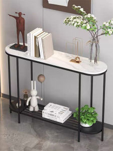 Italian Luxury Rock Board Entrance Table Arcane Modern Simple Entrance Desk Indoor Wall Case Study Table Master Design Iron Material