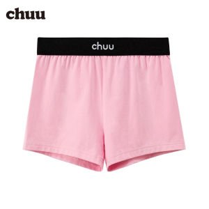 Chuu Color Block Elastic Waist Anti-Light Ladies Base Layer Pants Summer New Style Slim Fit Outdoor Shorts Cotton Polyester Blend