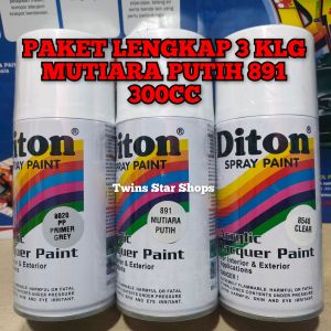Pilok Cat Diton Paket Lengkap 3 Kaleng 300cc Putih Mutiara 891 Primer Grey 8020 Clear Glossy 8540