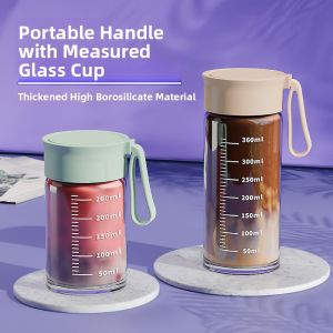 GIANXI High Borosilicate Glass Cup Female Stylish Breakfast Juice Coffee Cup with Scale Portable Glass Water Bottle Fresh Style