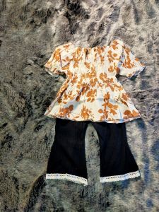 G3-Set áo hoa nhún quần loe bé gái 8-15kg