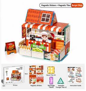 Magnetic tiles Play World Ice Cream Truck Set with Stickers & Tiles Building block Creativity magnetic tiles toy