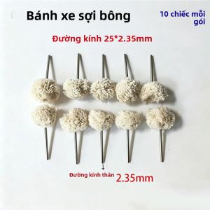 10 Chiếc Bàn Chải Đánh Bóng Nha Khoa Bằng Len Cán 2.35mm Đường Kính 25mm Dùng Cho Đồ Trang Sức & Làm Trắng Răng Dụng Cụ Xoay