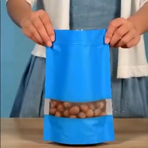 100pcs Colour Matte Zip Bag Matte Window Aluminium Foil Ziplock Pouch Food Plastic Packaging