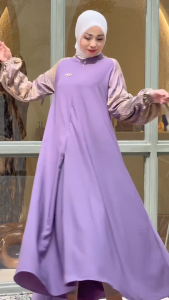 MDLY Baju gamis wanita muslim/Gamis Dress Polos Kombinasi/Gamis Elegan/Nahita Dress by MDLY