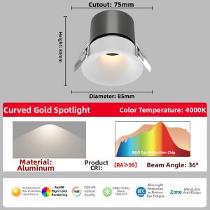 LANTONG | Edgeless Narrow-bezel Hidden Smart Recessed Spotlight 75mm