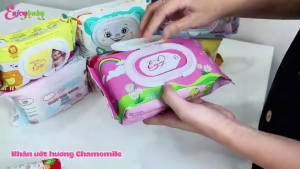 COMBO 3 Khăn ướt baby ENJOY hương Chamomile mềm mại dưỡng ẩm tiện dụng đạt chuẩn sức khỏe SGS - Gói 80 tờ