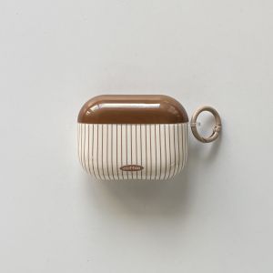 Retro Simple Coffee Colored Stripes Lines Pattern Protective Earphone Case Suitable for AirPods 1 2 3 4 Pro Pro2 Pro3