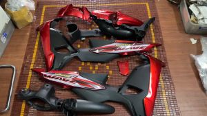 Bộ vỏ nhựa xe máy Wave A110 2017-2025 hàng Việt Nam loại 1 màu Đỏ Candy Đen