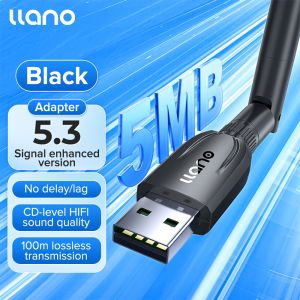 Llano Bluetooth 5.3 Adapter Compatible Windows System 8.1/10/11 Bluetooth Receiver Transmitter 100M Wireless Transfer Transmitter Receiver