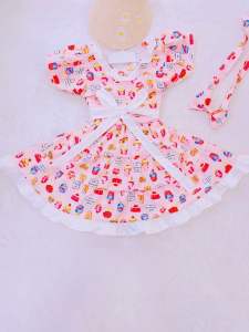 เค้ก Newเดรสเสื้อแขนระบาย2ชั้น+โบคาดผม ชุดเช็ท2ชิ้นฮิตสุดๆใส่เที่ยวก็น่ารักงานฮิตตามกระแสคะ ขนาดไซส์