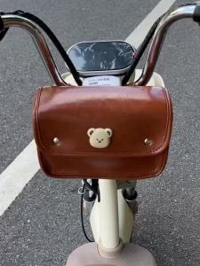 Fashion PU Leather Mountain Bike Bag Vintage Waterproof Motorcycle Electric Scooter Bag Durable Large Capacity Bicycle Front Bag