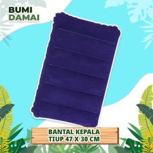 Bumi Damai Bantal Kepala Angin Tiup PVC 47 x 30 CM Penahan Ganjalan Kepala Tidur Perjalanan Inflatable Portable Indoor Outdoor Travel Pillow Anti Pegal Empuk