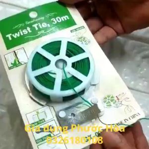 Cuộn dây buộc đồ neo cột cây cảnh Twist Tie 30m dây nhựa mềm dẻo không gỉ sét (Dây lõi kẽm bọc nhựa) tiện ích gia đình
