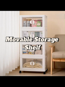 Installation Free Foldable Storage Cabinet with Wheels/ Movable Multi-Layer Organizer Rack/localstock