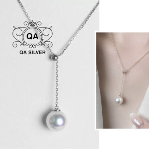 Dây chuyền bạc 925 chữ Y mặt trai vòng cổ nữ S925 PEARL QA Silver Necklace NE250501