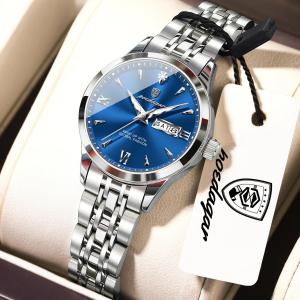 POEDAGAR Original Watch For Woman Waterproof Luminous Date Week Stainless Steel Womens Watches