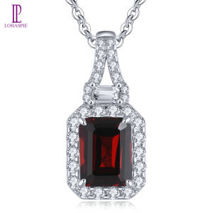 Lohaspie Jewelry Genuine 1.85 Carats Sterling Silver 925 Pendant Natural Garnet Peridot Chrome Diopside Pendant 925 Silver Pendant With Real Stone Women Fashion Pendant Jewelry