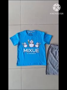 Setelan Baju Anak Laki-Laki D&C Es Krim Biru Celana Boxer Usia 2-10 tahun / Pakaian Anak Cowok
