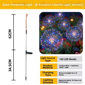 BEAUTY IN THE LIGHT | Solar Dandelion Firework Effect Waterproof Garden Spike Light