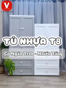 Tủ Đựng Đồ Cho Bé V-Baby T8 Nhựa PP An Toàn Chắc Chắn Nhiều Ngăn Rộng Rãi Tiện Lợi Xinh Xắn