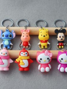 3D Cartoon Soft Silicone Keychain Trendy Small Animal Shape Nursery Primary School Creative Gift Decoration Hanging Ornament