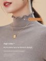 Warm Fleece Lined High Collar Wool Underwear Women's Thermal Top Base Layer Shirt Simplistic Design Winter Essential. 