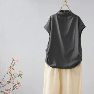 Slimming Effect Pure Cotton Summer New Style Overhead Top Loose Casual Short Sleeve Artistic Loose Fit T-Shirt for Women