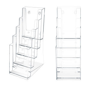 2Pcs Acrylic Brochure Holder 3/5 Tier Clear Literature Rack Flyer Holder Pamphlet Document Display for Wall Mount or Countertop