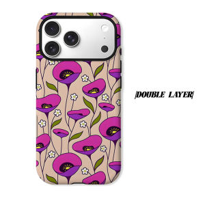 Retro Purple Floral Phone Case for iPhone 18 17 16 15 14 13 12 11 Air Pro Max Plus Double-layer Cover