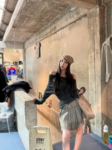 NanaByNana Brisbane Galaxy Pink Knitted Sweater Womens Slim Fit Shoulder Style Spring Autumn Long Sleeve Solid Color Top