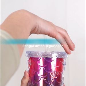 MIISOO Botol Minum Tumbler Fish Scale Water Cup Tempat Minum Botol Minum Anak Sekolah Tumbler Plastik 650Ml Model Modern Miisoo Varian Warna Ceria - Lazada