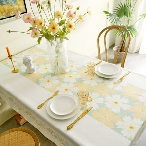 Tablecloth Small Fresh Waterproof Oil-Proof Disposable Floral Rectangular Tablecloth Pastoral Ins Light Luxury Style Dining Table Tablecloth
