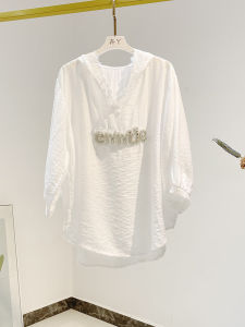 Loose Lace Letter Splicing Hat T-Shirt Womens Korean Style Summer New Fashion Creative Pattern Thin Shoulder Sleeve Mid-Length