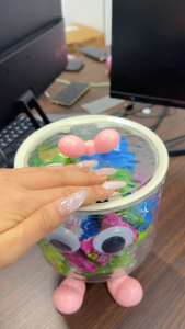 Funny Little Monster Acrylic Organizer with Lid Multipurpose Storage Box for Bathroom Office