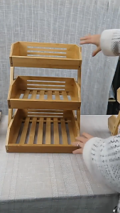 Bamboo three-layer storage rack fruit bread basket snack storage rack kitchen rack spice rack counte