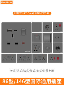 Hong Kong Style 13A Socket with Switch USB Fast Charging Type-C Phone Charging Square Foot Plug UK Standard Power Outlet