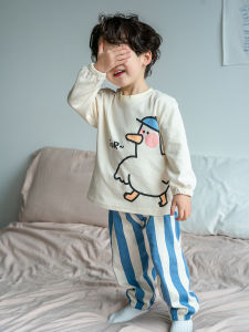 Boys Pajamas Kids Spring & Fall Pure Cotton Long Sleeve Suit Baby Soft Loose Kids Cartoon Homewear Spring and Summer