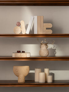 Wabi-Sabi Style Living Room Niche Decorative Accessories Hotel Sample Room Bedroom Bookshelf Arrangement Soft Decoration Design